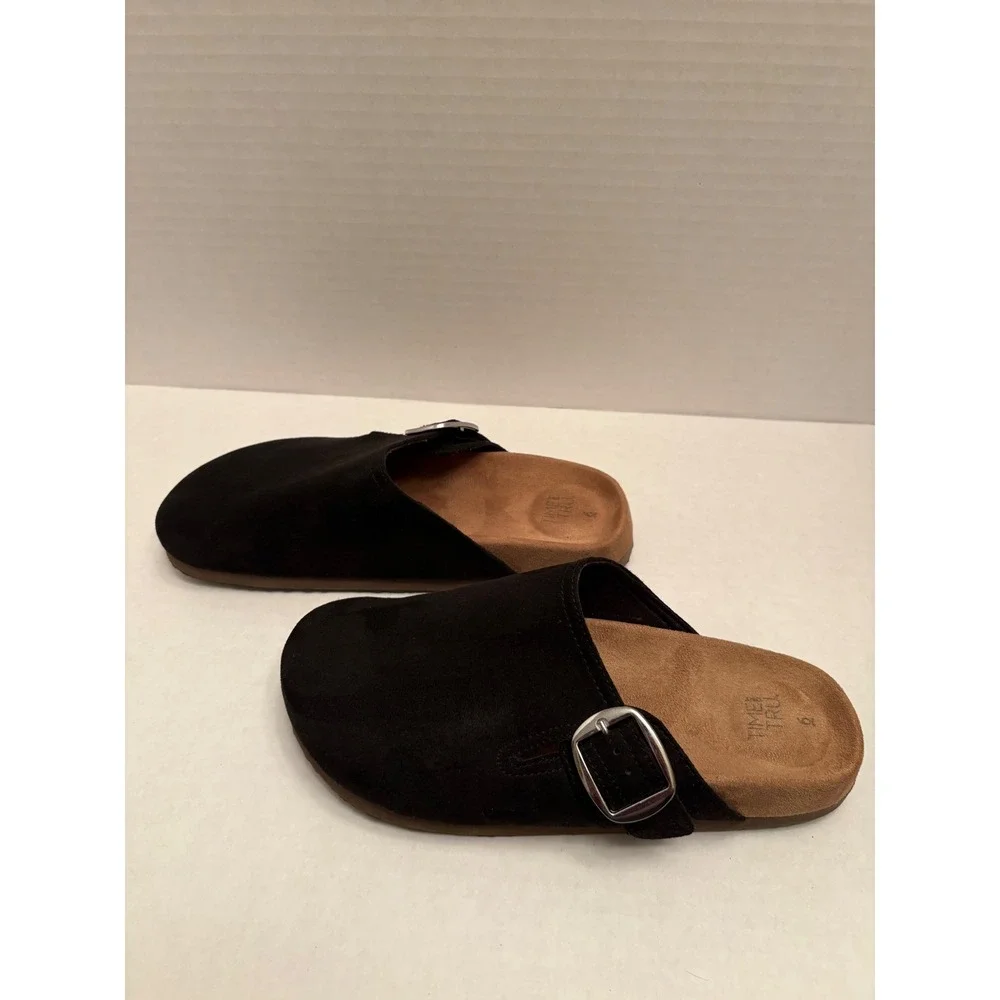 Time and Tru Womens Comfort Clogs Bundle Black Tan Faux Suede Mules Size 6 Pair - Picture 9 of 12